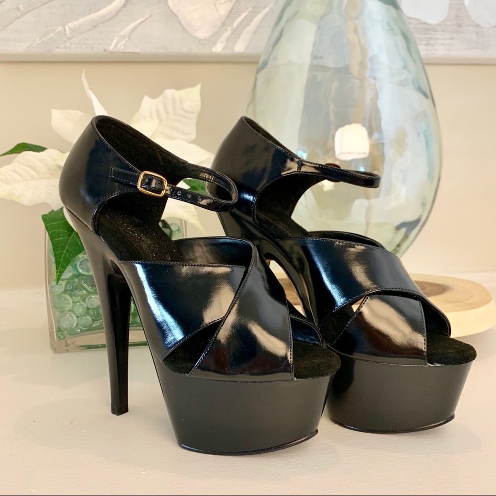 NWT - Black Patent Platform Heels